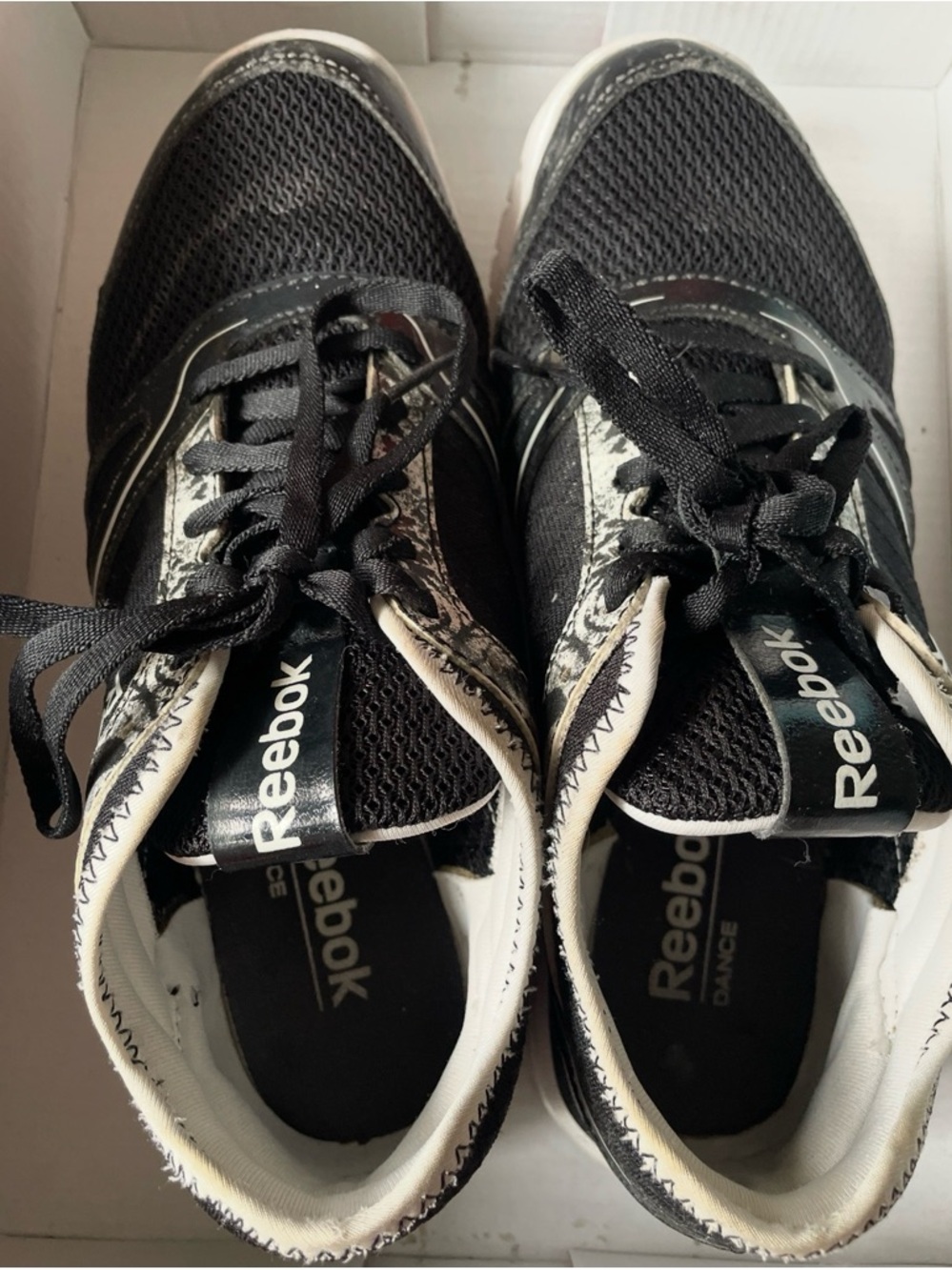 REEBOK Black and White Lace-Up Athletic/Dance Shoes